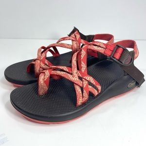 Chaco Yampa ZX2 Orange Pattern Adjustable Double Strap Sport Sandals + Vibram 9